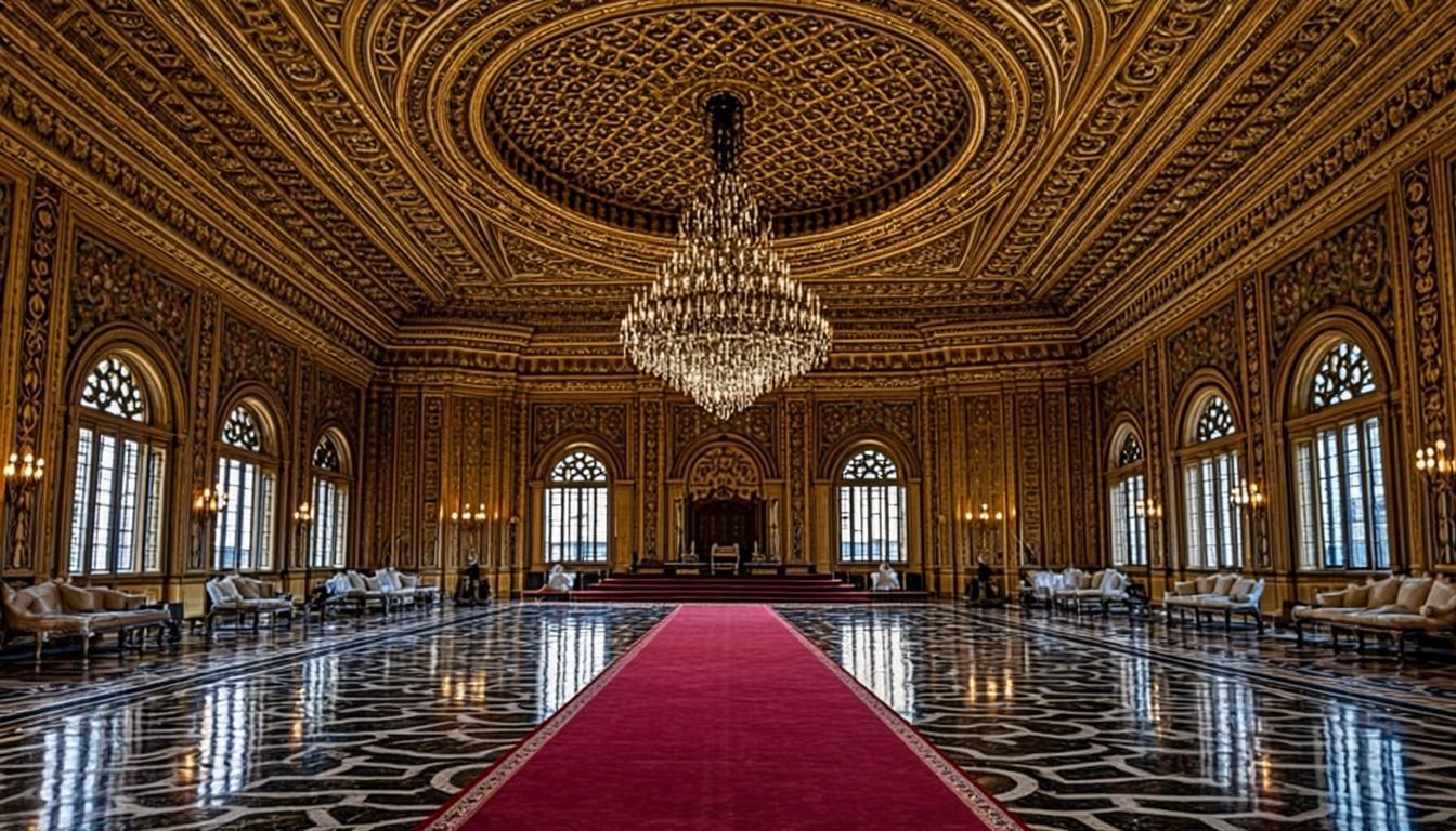 Salle de réception avec dôme et chandelier